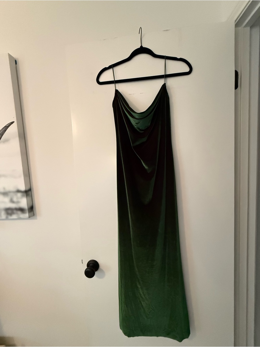 Green Velvet Cowl Neck Maxi Dress
